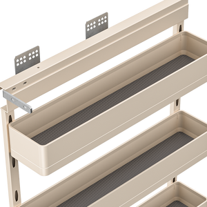 Organizzatori per Armadi da Cucina a 3 Ripiani in Alluminio con Cassetti Scorrevoli, Cestelli Estraibili per Spezie, Oro Champagne, Ecologici - Product Image 5
