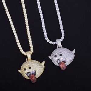 จี้ผีทรงกลมสีเงินสเตอร์ลิง925ตัดเพชรโมอิสสไตล์ฮิปฮอปจี้สร้อยคอที่มีเสน่ห์ - Product Image 5