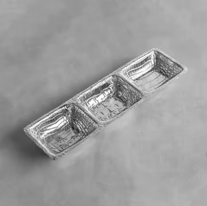 Triple Silver Aluminum Chocolate and Snack Bowl <b>Set</b> with <b>Wooden</b> Base Decorative Serving Tray for Dry Fruits Nuts and Home Decor - Product Image 4