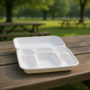 Barquette repas jetable à 6 compartiments avec couvercle pour portions individuelles - Product Image 3