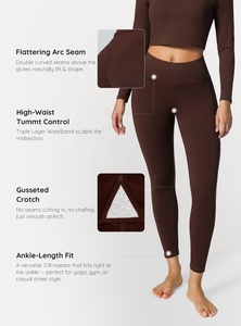 Leggings de Yoga de Cintura Alta para Mujer, Control de Abdomen, Antiestáticos, Forro Polar, con Bolsillos, Cierre Trasero Oculto, Color Sólido - Product Image 2