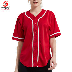 เสื้อเบสบอลแขนสั้นสำหรับผู้หญิงเสื้อมีกระดุมระบายอากาศได้ดีเสื้อกีฬา2024มีหลายสีให้เลือกโลโก้ได้ตามต้องการ - Product Image 2