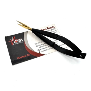 Tijeras para cutículas de belleza de acero inoxidable de oro negro, tijeras de microresorte rectas y curvas multiusos con punta de hoja afilada - Product Image 1