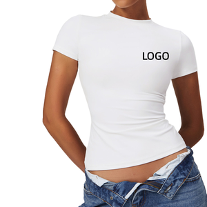 Women Slim Running Short Sleeve Round-Neck Sports <b>T</b> <b>Shirts</b> Workout Breathable Crop Top Gym Fitness Tight <b>Yoga</b> <b>T</b> <b>Shirt</b> - Product Image 6