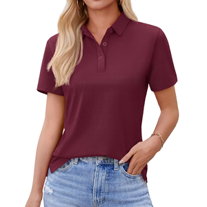 Hot Selling Women Casual for Shirt Knitted Breathable Eco-Friendly Comfortable Cotton Blend Short Sleeve OEM ODM Manufacturer - Product Image 1