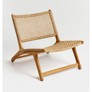 relax <b>chair</b> teak wood with rattan handmade - Product Image 1