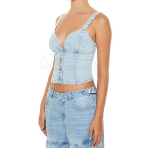 Top corto de tela vaquera para mujer, ropa de calle, gran oferta, hecho con material de alta calidad, Top corto de tela vaquera para mujer - Product Image 2