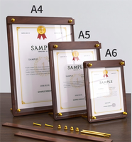 Support de menu de table en plastique couleur bois de noyer, présentoir de table en acrylique, vente en gros d'usine