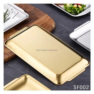 Bandeja DE SERVICIO DE Metal de lujo moderna hecha a mano Popular forma rectangular chapado en oro Apto para lavavajillas para el hogar hoteles comida de mesa - Product Image 2