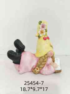Estatua de Gnomo de Jardín, Gnomo Rosa con <span class=keywords><strong>Libro</strong></span> y Sombrero de Flores, Adorno de Resina para Exteriores, Regalo de Primavera y Pascua, Decoración para el Hogar y el Jardín - Product Image 2