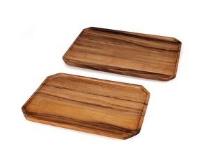 Plateau de service pour desserts en bois d'acacia de luxe avec finition polie, design moderne, personnalisable pour la maison, l'hôtel et la restauration - Product Image 3