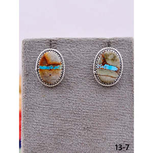 Boucles d'oreilles pendantes en turquoise de Royston et argent sterling, faites à la main au sud-ouest, design ruban - Product Image 2