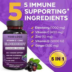 Viên nang kẽm chứa vitamin C và Vitamin D3, bổ sung hỗ trợ miễn dịch dành cho người lớn, viên nang Elderberry tăng cường chống oxy hóa - Product Image 4