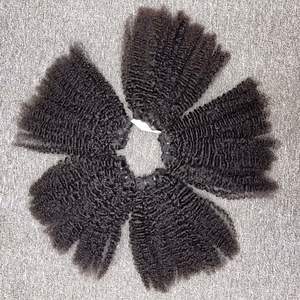 Meilleure vente Extensions de cheveux humains crépus bouclés Texture personnalisée Soft Frontal Bundle Couleur naturelle pour femme - Product Image 3