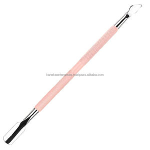 Empujador de Cutículas de Acero Inoxidable Rosa Reutilizable de Doble Punta, Removedor de Gel, Herramienta Profesional para Manicura y Limpieza de Uñas - Product Image 1
