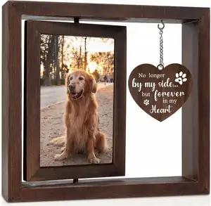 7 Inch Hond Kat Huisdier Poot Aandenken Klei Mal Kit Fotolijst Houten Fotolijst Voor Hond Herdenking Paw Aandenken, Bruin