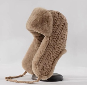 Gorro Unisex de Punto con Mezcla de Lana, Estilo Lei Feng, con Estampado Puff, Protección Extendida para las Orejas, Cálido para Invierno, a Prueba de Frío para Ciclismo - Product Image 4