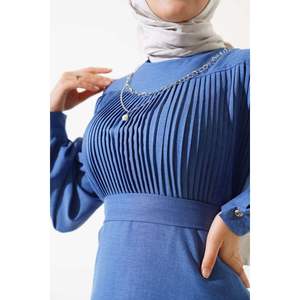 Robe en lin plissée bleu - Product Image 1