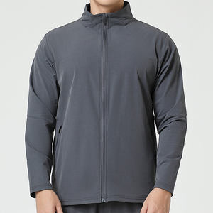 Venta caliente otoño cuatro colores sólidos bolsillo con cremallera 90% nailon 10% Spandex cuello levantado chaqueta cortavientos personalizada hombres - Product Image 3