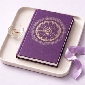 Diario LABON con Copertina Rigida in Tessuto Viola, Medaglione Mandala in Lamina d'Oro, Cerchio di Pizzo Vintage, Regalo - Product Image 3