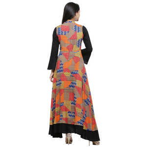 Rayonne imprimée géométrique brodée Anarkali Kurta Noir Vêtements africains Tailles XXL-8XL - Product Image 5