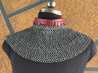 Cotte de mailles médiévale collier Aventail en acier doux plat riveté avec rondelle anneaux cou Gorget chaîne à la main armure historique