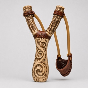 Slingshot artisanal avec bois de cerf, construction traditionnelle haut de gamme en bois de cerf naturel, prise en main confortable, camping en plein air - Product Image 3