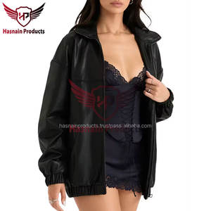 Blouson d'hiver unisexe élégant en cuir avec manches longues décontractées et vêtements d'hiver chauds-tricoté traité - Product Image 3