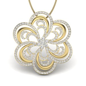 Ishi เพชร14K ทองดีไซน์เนอร์จี้เพชรปลูกดอกไม้ห้องปฏิบัติการ - Product Image 1