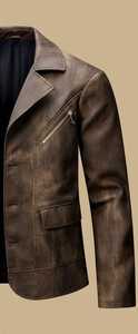 Blouson en cuir de moto de style vintage de haute qualité avec doublure en fausse fourrure, boutons et fermeture éclair Luxel, approvisionnement ODM - Product Image 4