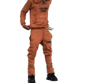 Trendy Puff Print pantalones acampanados Chándal Traje de sudor Unisex Sweat Jogger Set Vintage Full Flare Hoodies Chándal Trajes de sudor - Product Image 3