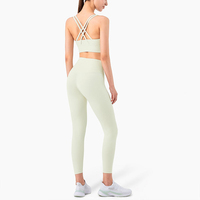 Setelan pakaian olahraga wanita, Set Yoga wanita, pakaian olahraga tanpa kelim, Set pakaian kebugaran Gym musim panas 2 potong