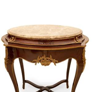Table d'appoint ovale de luxe avec plateau en marbre beige haut de gamme et cadre en bois élégant à finition brillante pour la décoration intérieure classique des palais - Product Image 4