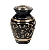 Urna Funeraria de Lujo al por Mayor, de Latón Negro y Dorado con Diseño Floral, Duradera, Ecológica, Decorativa para Mesa, Conmemorativa para Adultos