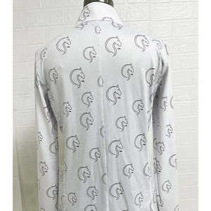 Polos de sublimación de manga completa transpirables más vendidos, camisas de equitación de poliéster de Color sólido con logotipo personalizado para niñas - Product Image 2