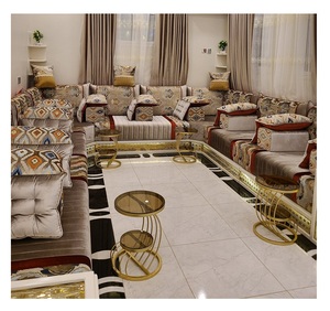 โซฟาสไตล์มาจลิสแบบอาหรับ ดีไซน์คลาสสิก ชุดห้องนั่งเล่นหรูหรา ที่นั่งเข้ามุมสุดหรู ดีไซน์ประหยัดพื้นที่ - Product Image 1