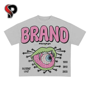 Camiseta de algodón de calidad de primera clase para mujer, estampado de soplo liso de gran tamaño, logotipo personalizado, patrón sólido - Product Image 1