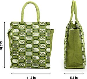 Bolsas de yute, diseño impreso personalizado, forma rectangular hecha a mano de alta calidad con asas, regalos de compras, fiestas de boda, bolsas utilizables - Product Image 2