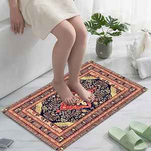 Navy And Red Printed Area Rug, Classic Pattern Decorative Carpet,Chenille Rug - Product Image 3
