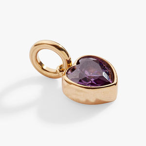 Pendentif en améthyste en forme de cœur, pierre de naissance de février, pierre précieuse violette, plaqué or, charme délicat fait à la main, bijoux pour femmes - Product Image 2