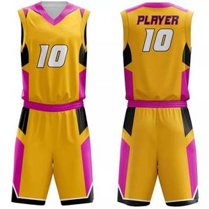Tenues de basketball pour adultes à prix d'usine, respirantes, séchage rapide, vente chaude, ensembles de maillots personnalisés avec nom d'équipe, sublimation, entraînement sportif - Product Image 3