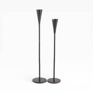 Porte-bougie de sol en métal noir moderne, paire, pour décoration minimaliste de la maison, salon, couloir et décoration d'événements - Product Image 1