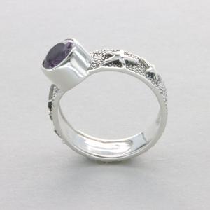 High Quality Waterproof Vintage 925 Sterling Silver Cut Star Shape Bezel Setting Purple Amethyst Stone Women's Anniversary <b>Ring</b> - Product Image 4