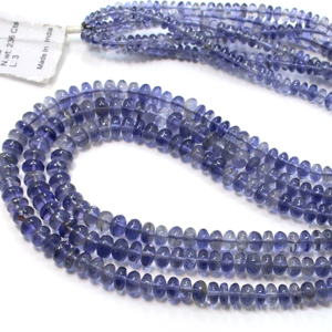 Iolite pierres précieuses naturelles perles rondes lisses en vrac 3X5MM taille AAA Grade 18 ''pouces de longueur - Product Image 2