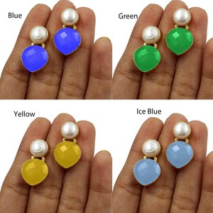 Boucle d'oreille en calcédoine multicolore prêt à porter Cadeau pour femmes et filles Cadeau d'anniversaire - Product Image 2