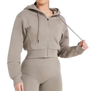 <b>Zip</b> up Long Sleeve Sports Hoodie Jacket for Women Cotton Fleece Zipper Hoodie Jackets Customize <b>Hoodies</b> With <b>Pocket</b> - Product Image 2
