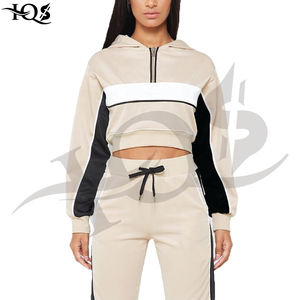 Women's Casual Striped Croptop Hood with Diamond Eco-Friendly <b>Jogger</b> Set Skinny Fit Spring/Summer - Product Image 2
