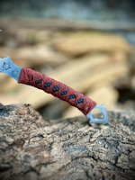 Hache décorative en acier faite à la main avec lame gravée et manche enveloppé pour les travaux de plein air, le bushcraft et les tâches utilitaires
