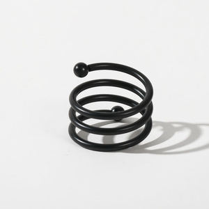 Porte-anneau de serviette rond en métal enduit noir taille personnalisée décoration de table bureau à domicile Restaurants Caffe décoration serviette - Product Image 1