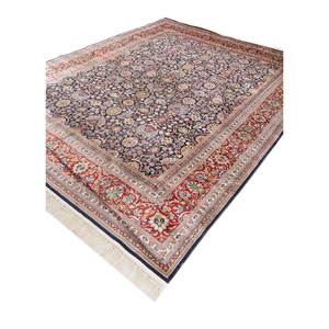 Tapis en soie noué à la main Gulmarg Blue Pae-5521, tapis décoratif floral pour la maison - Product Image 2